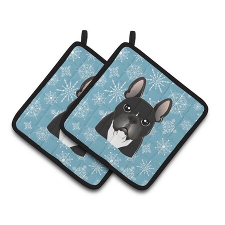 Carolines Treasures Snowflake French Bulldog Pair of Pot Holders, 7.5 x 3 x 7.5 in. BB1661PTHD